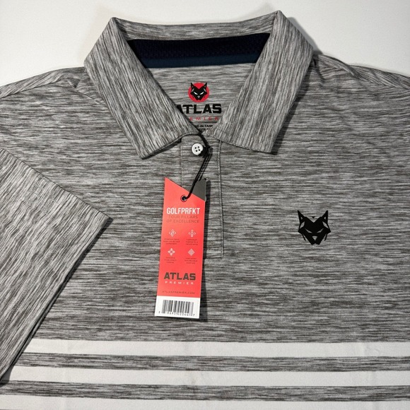 Atlas Premier Other - Atlas Premier Mens Grey Space Dye Striped Golf Polo Shirt Size Large NWT‎